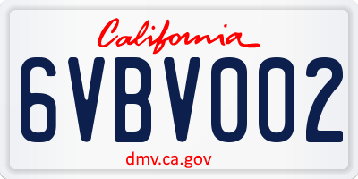 CA license plate 6VBV002