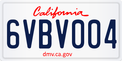 CA license plate 6VBV004