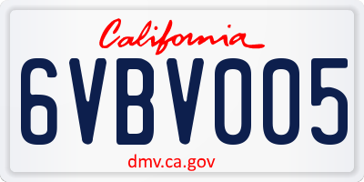CA license plate 6VBV005