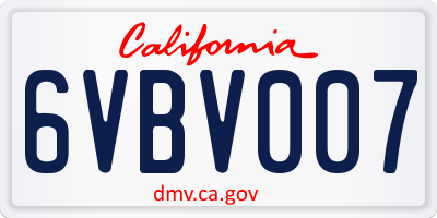 CA license plate 6VBV007