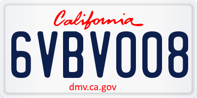 CA license plate 6VBV008