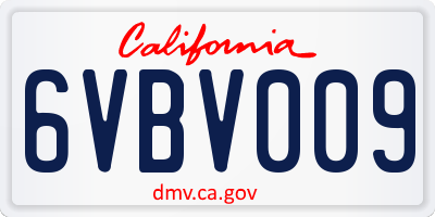 CA license plate 6VBV009