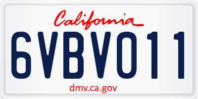 CA license plate 6VBV011