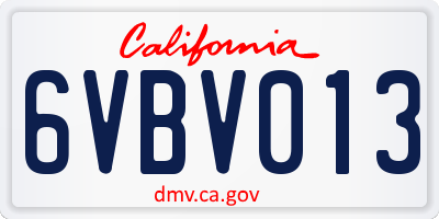 CA license plate 6VBV013