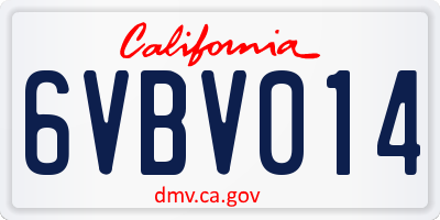 CA license plate 6VBV014