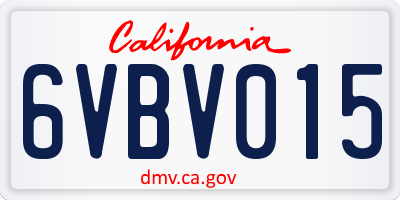 CA license plate 6VBV015