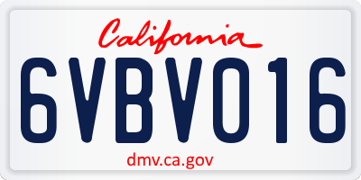 CA license plate 6VBV016