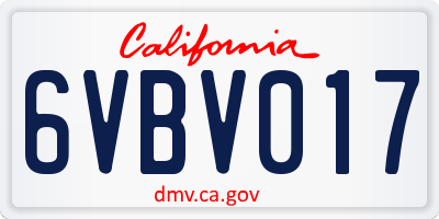 CA license plate 6VBV017