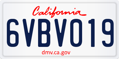 CA license plate 6VBV019