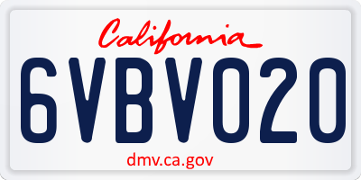 CA license plate 6VBV020