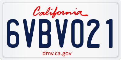 CA license plate 6VBV021