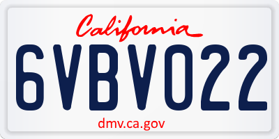 CA license plate 6VBV022