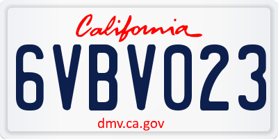 CA license plate 6VBV023