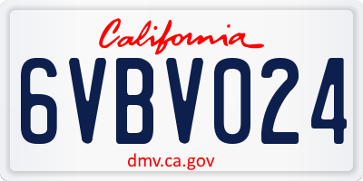 CA license plate 6VBV024