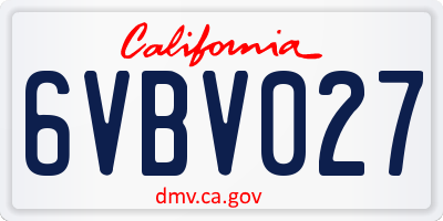 CA license plate 6VBV027