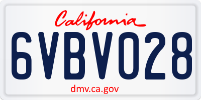 CA license plate 6VBV028