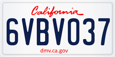 CA license plate 6VBV037
