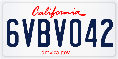CA license plate 6VBV042