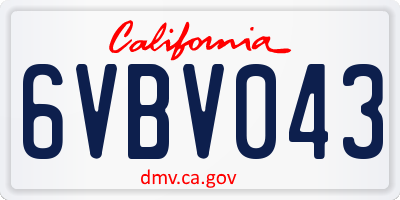 CA license plate 6VBV043