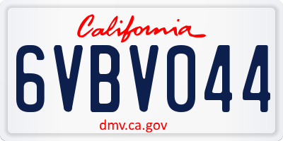 CA license plate 6VBV044
