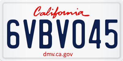 CA license plate 6VBV045