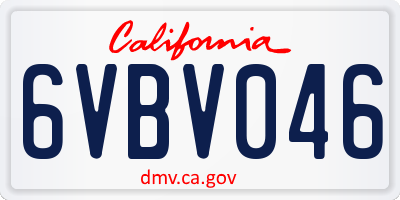 CA license plate 6VBV046