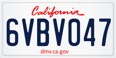 CA license plate 6VBV047