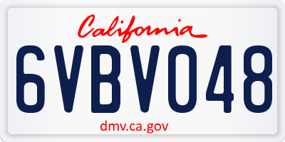 CA license plate 6VBV048
