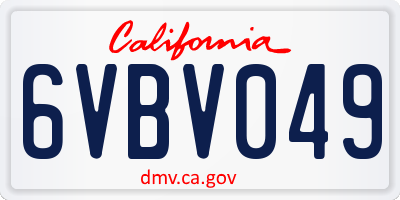 CA license plate 6VBV049