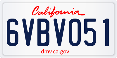 CA license plate 6VBV051
