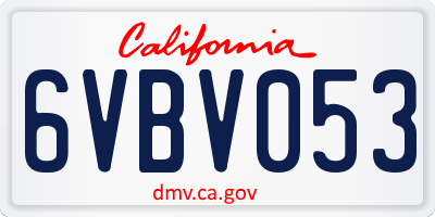 CA license plate 6VBV053