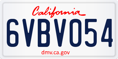 CA license plate 6VBV054