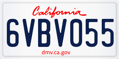 CA license plate 6VBV055