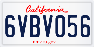CA license plate 6VBV056