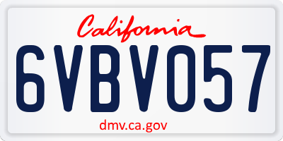 CA license plate 6VBV057