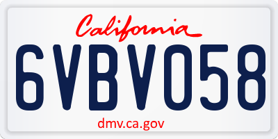 CA license plate 6VBV058