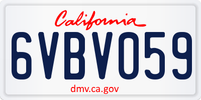 CA license plate 6VBV059