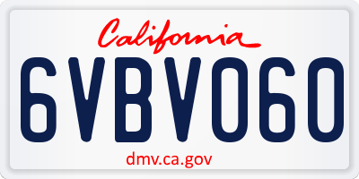 CA license plate 6VBV060