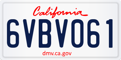 CA license plate 6VBV061