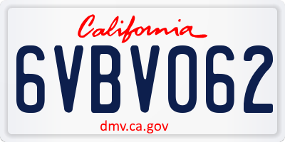 CA license plate 6VBV062