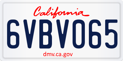CA license plate 6VBV065