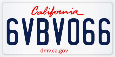 CA license plate 6VBV066