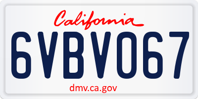 CA license plate 6VBV067