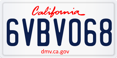 CA license plate 6VBV068