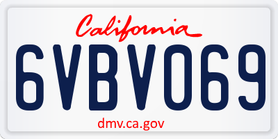 CA license plate 6VBV069