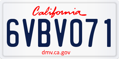 CA license plate 6VBV071