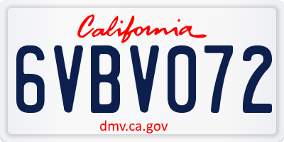 CA license plate 6VBV072