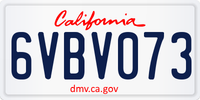 CA license plate 6VBV073