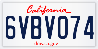 CA license plate 6VBV074