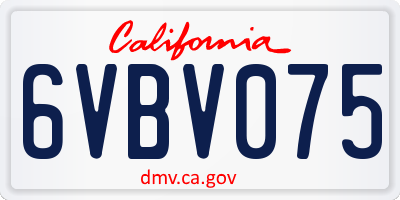 CA license plate 6VBV075